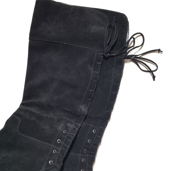 NEW Nine West Mavira Suede Lace Up Over Knee Boots - Picture 7 of 8